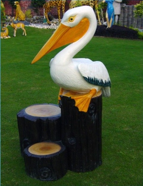 Polished Ceramic Pelican Sculpture, for Garden, Home, Style : Antique