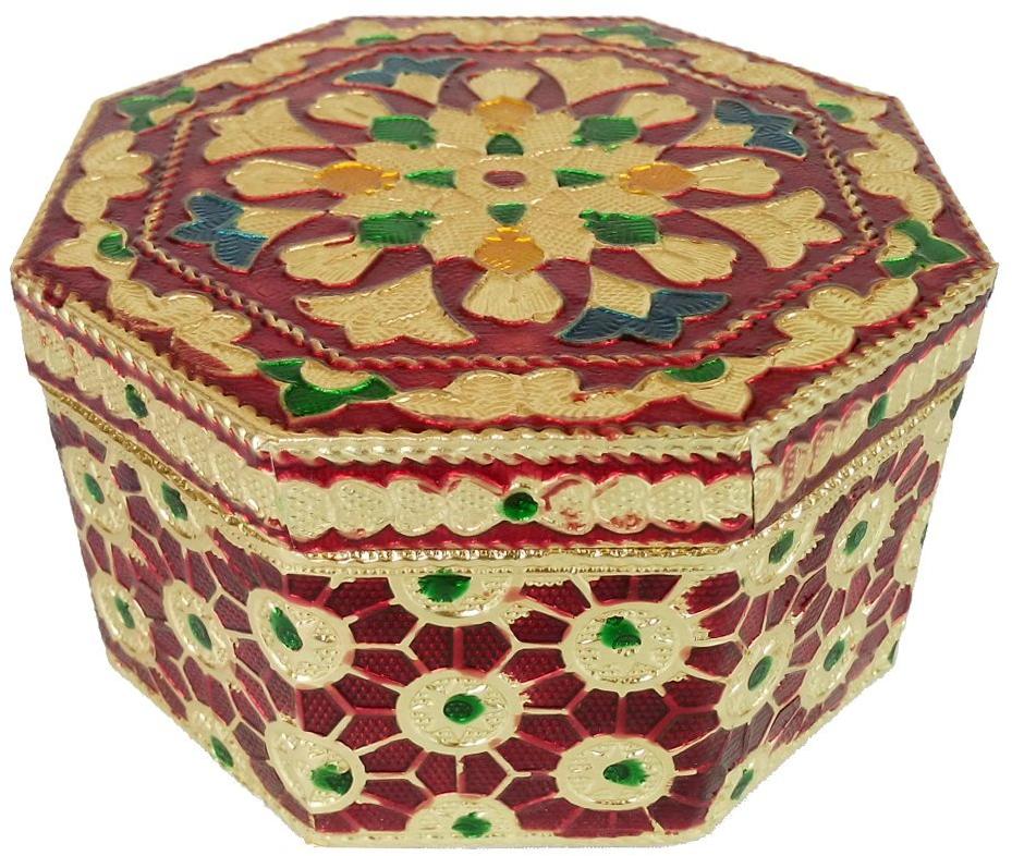 Octagonal Shaped Hand-made Meenakari Decorative Platter/ Dry-fruit Box