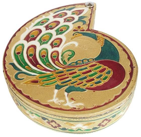 Peacock Designed Hand Made Meenakari Decorative Platter