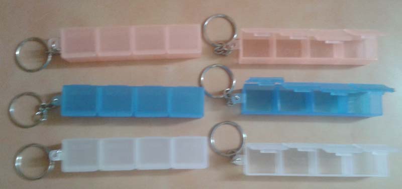 Four Dose Pill Box with Key Ring
