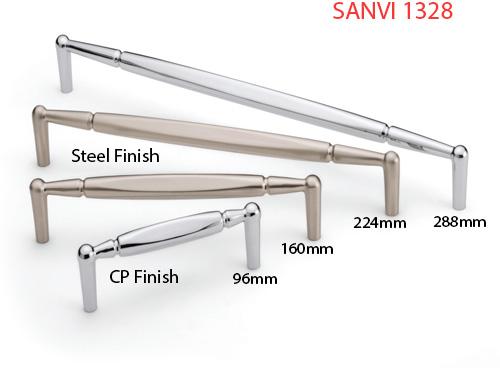 Sanvi - 1328 Cabinet Handle, Color : Steel Finish, CP Finish