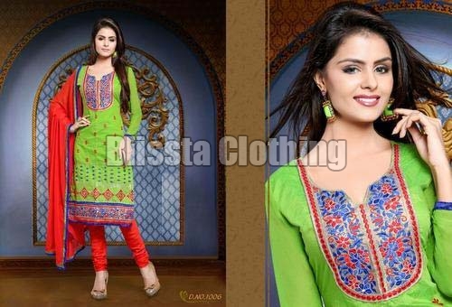 Chanderi Green Designer Suit