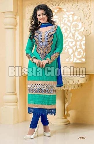 Green Georgette Embroidered Suit