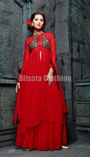 Red Georgette Anarkali Suit