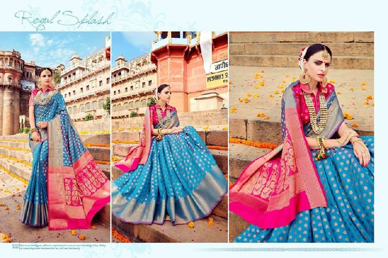 Sky Blue Varanasi Weaves Sarees