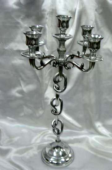 Alluminium 5 arm candle stand, for Lighting, Size : 46 cm