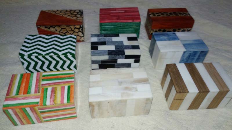 BONE HORN WOOD SEA SHELL CONCH COMBINED BOXES