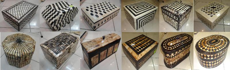 NATURAL BONE HORN WOOD COMBINED BOXES