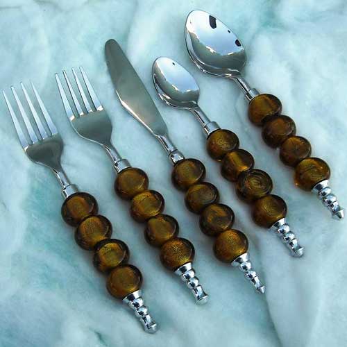 Carved Beaded Cutlery Set (sm 1351)