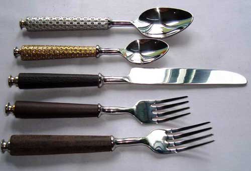 Leather Finish Steel Cutlery Set