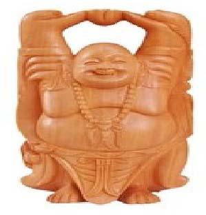 Wooden Laughing Buddha Statue (8 inch)