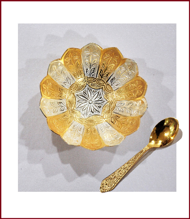 Single Designer Bowl + Spoon (Gold)