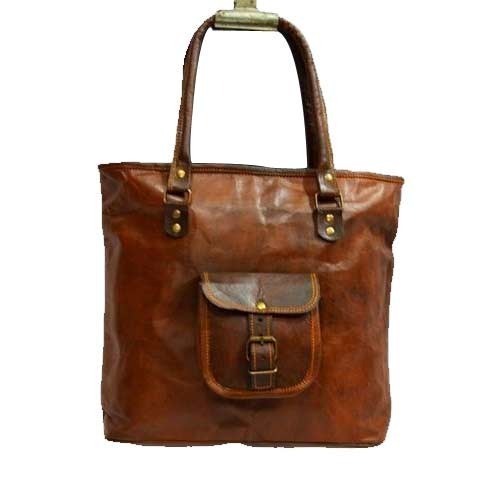 Ladies Leather Tote Bags, Color : Brown