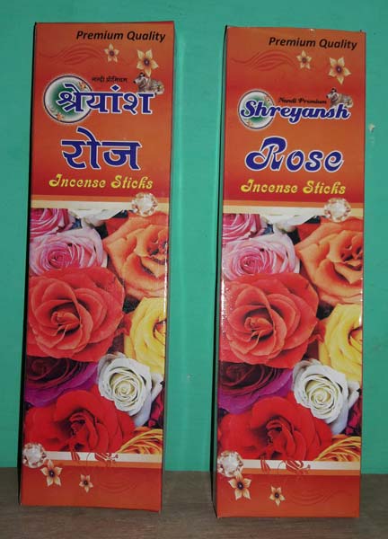 Shreyansh Rose Incense Sticks, for Church, Worship, Packaging Type : Boxes, Cartons, Plastic Packet