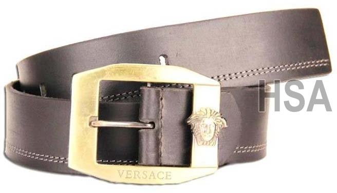Zinc Metal Buckle Mens Leather Belt (G58926BLK)