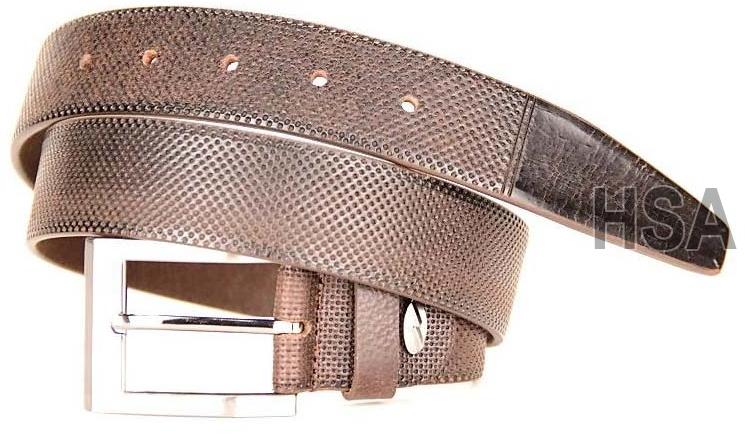 Zinc Metal Buckle Mens Leather Belt (G58935BRN)