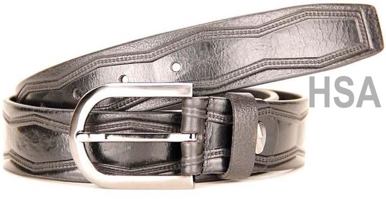 Zinc Metal Buckle Mens Leather Belt (G58955BLK)