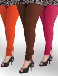 Red Mid Waist Lux Lyra Plain Churidar Leggings, Casual Wear, Size