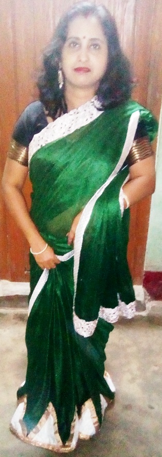 Bottle Green and Silver Contrast Synthetic Saree