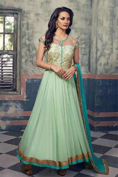 Designer Embroidery Anarkali suit as JN10021, Size : Semi Stitched