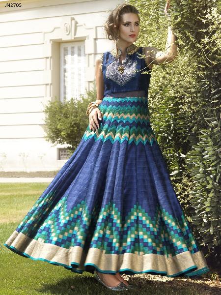 Pure Bhagalpuri Digital Print with Handwork Gown JN2705