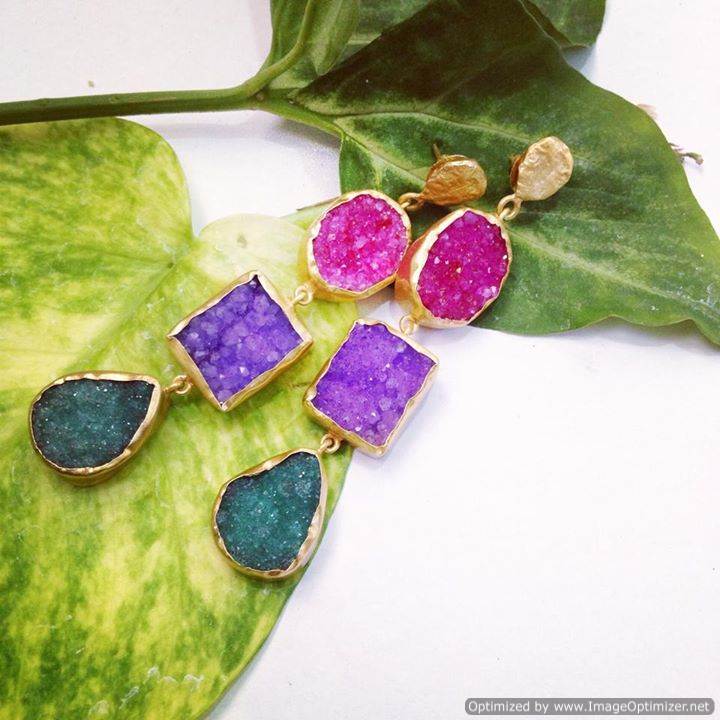 Metal druzy jewellery, Color : Golden