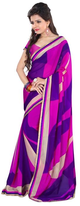 Purple Net Chiffon Graphic Saree, Gender : Female