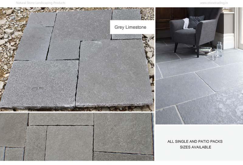 Natural grey limestone, Size : Mix Patio Packs