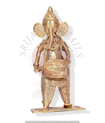 Dokra Ganesh Statue with Playing Dholak