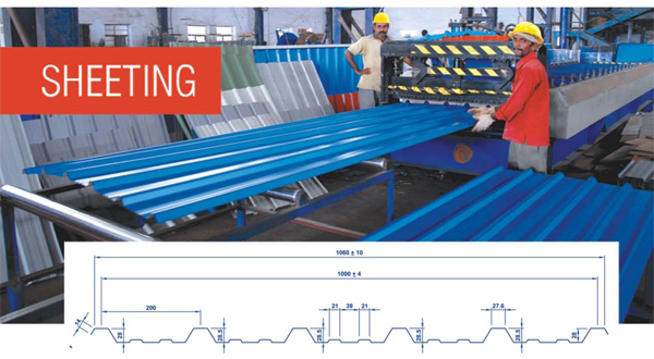 Automatic Roofing steel sheet forming machine, Production Capacity : 8 mtr/ minute
