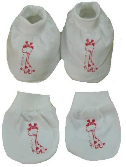 Baby Master Booty Mitten Set, Color : White base with Screen Print