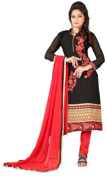 Georgette Ladies Embroidered Suit, Size : XL