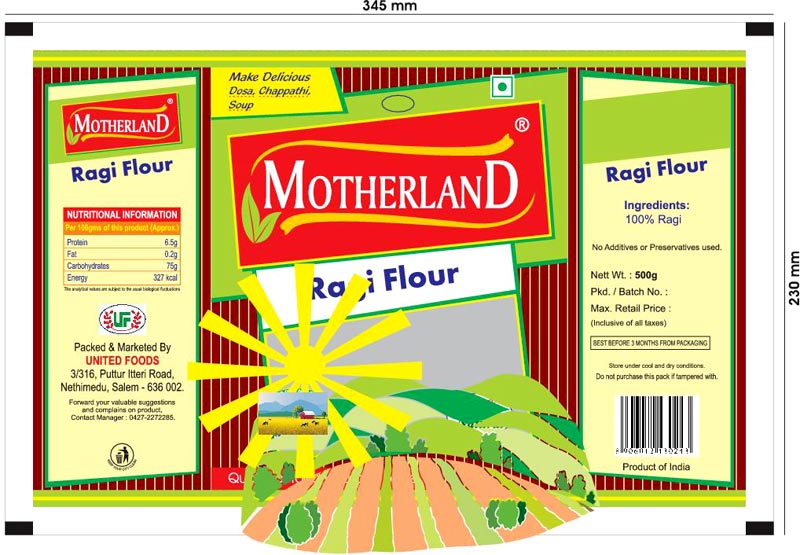 Motherland Ragi Flour, Packaging Type : Paper Box, Plastic Packet