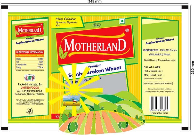 Organic Motherland Samba Broken Wheat, Packaging Type : Gunny Bag, Jute Bag