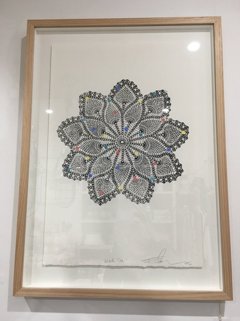 Black Star Dot Confetti Mandala Art