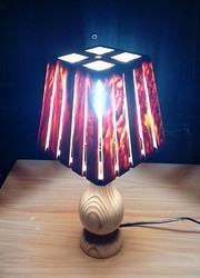 Wooden Small Square Slitz Table Lamp