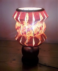 Wooden Small Zigzag N Round Table Lamp