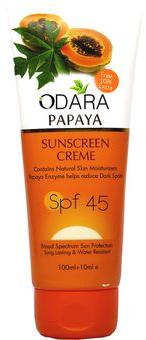 Odara Papaya Sunscreen Cream Spf 45, for Parlour, Personal, Gender : Female, Male