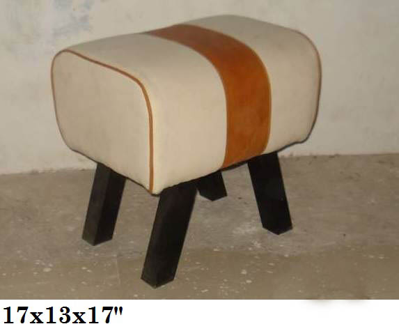 Canvas/Leather Ftd Stool