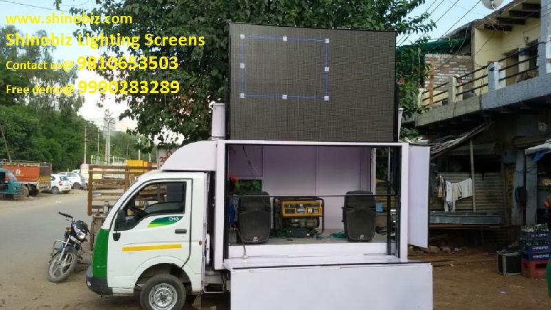 LCD mobile van, led screen canter, L shape road show led video van, LED screen vehicle