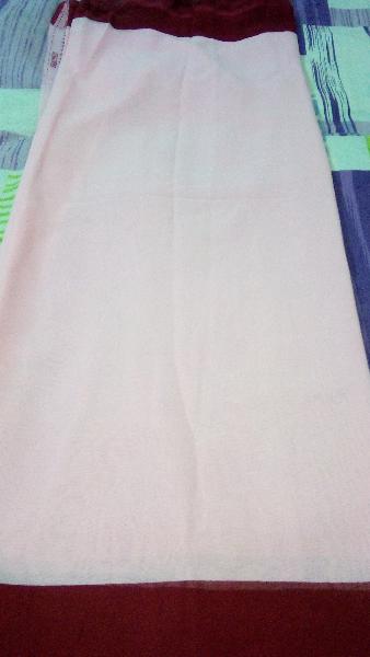 LIGHT PINK HEAVY GEORGETTE WITH MAROON BORDER.