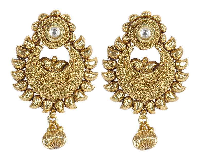 Indian Beautiful Antique Gold Polished Earrings For Girls & Women