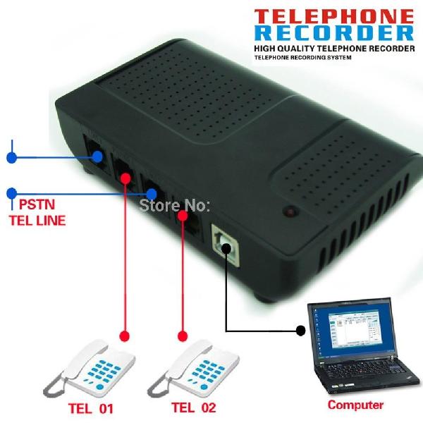 2 Line USB Intellicall Voice Logger Telephone Recorder