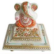 Beautiful Marble Ganesh Statue with Choki