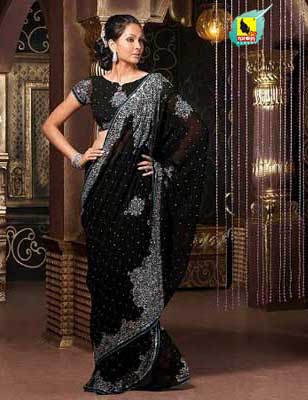 beautiful black saree