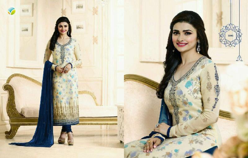 SKYBLUE FASHION STRAIGHT CUT GEORGETTE SUIT