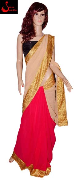 Half N Half Saree with Sequine Border