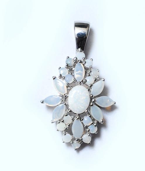 Crafted Sterling Silver 925 Pendant with White Stone