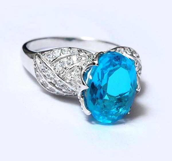 Designer Stone Sterling Silver 925 Ring Blue