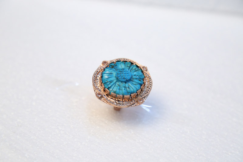 Emerald  Copper Antique Handmade Ring Blue